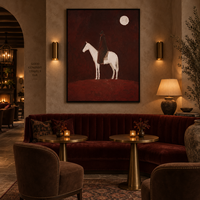 Peinture à l'huile texturée sur toile, art mural équestre western, décor vintage pour hôtel de luxe et salon
