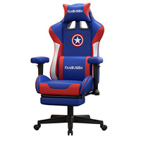 Silla Gamer Estilo Americano, Giratoria, Altura Ajustable, Respaldo Alto, Cuero Ergonómico, con Reposapiés