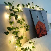 Guirlande lumineuse artificielle en forme de feuilles vertes et de fleurs, guirlande lumineuse féerique à piles, guirlande lumineuse pour arbre de Noël, décoration de mariage et de maison