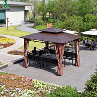 Gazebo en aluminium ANCSEM avec toit rigide, moustiquaire, rideaux pare-vent, pour jardin, pelouse, terrasse, taille personnalisée