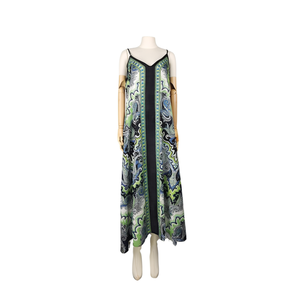 HDJ Robe de plage d'été pour femme, robe longue à imprimé cachemire, sans manches, col en V, tunique de bain W23054-01 - Product Image 2