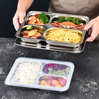 Assiette divisée en acier inoxydable YUEDISI, 3/4/5 compartiments, plateau alimentaire rond en métal épais pour adultes et enfants