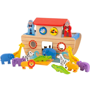 Nuevo juego educativo para niños Montessori Aprendizaje de madera clasificador de formas de animales niños juguetes de madera Noah Ark - Product Image 3