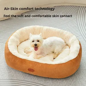 Winter Warm Verdikte Ronde <span class=keywords><strong>Bolster</strong></span> Huisdier <span class=keywords><strong>Bed</strong></span> Voor Hond Of Kat Met Flanellen Top - Product Image 3