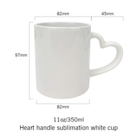 Mug à sublimation imprimable, changeant de couleur, 11 oz (350 ml), poignée en forme de cœur, mug vierge à sublimation, mugs à café en céramique, sublimation