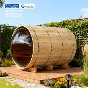 Cabine de sauna extérieure en bois moderne pour 4 personnes avec vue panoramique pour spa bien-être - Product Image 1