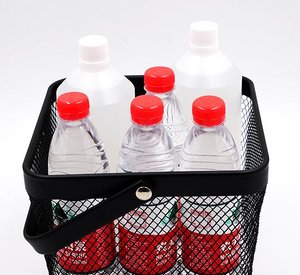 <span class=keywords><strong>Cestino</strong></span> portaoggetti in rete metallica nera con maniglia, organizer multiuso in filo metallico per dispensa, cucina e lavanderia - Product Image 3