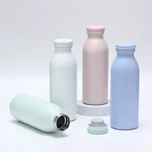 Botella de agua deportiva de acero inoxidable 2024 de fábrica, botella de leche recta de doble capa, taza aislada al vacío de moda