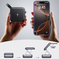 Chargeur sans fil magnétique 3-en-1 portable, pliable et flexible, 25W, charge rapide pour QC3.0 Type-C, support de charge ABS gris mini