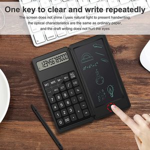 Calculatrice classique avec tablette d'écriture, logo personnalisable, alimentée par piles, en matériau ABS, modèle C5 - Bureau d'affaires - Product Image 3