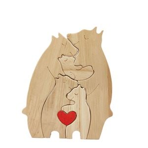 Ornamento Puzzle in Legno a Forma di Orso Carino, Regalo per la Festa del Papà, Intaglio in Legno Fai-da-Te, Orso che Abbraccia, Regalo per la Festa della Mamma - Product Image 5