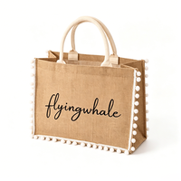 Sac fourre-tout à franges pompons personnalisé avec nom imprimé en écriture cursive – Idéal pour mariage, cadeau de demoiselle d'honneur, usage quotidien, week-end, shopping