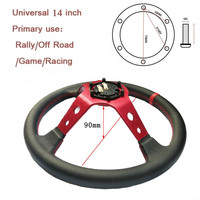 AOSU — volant universel de 14 pouces, en daim PVC, à dérive, Style de course, 350MM