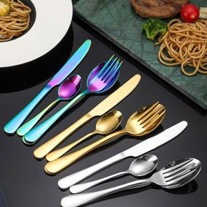 Ensemble de 24 couteaux et fourchettes à steak modernes en acier inoxydable avec placage or, ensemble de couverts - Product Image 3