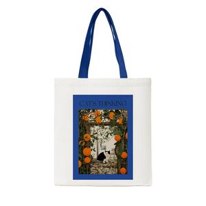 Offre Spéciale bord de mer chat motif Sublimation Nature coton blanc écologique toile manipulé sacs fourre-tout avec fermeture personnalisée en gros - Product Image 2