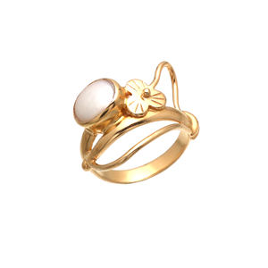 Bague en perle naturelle unisexe de style bohème faite à la main réglable classique plaqué or bijoux de déclaration pour les mariages - Product Image 1