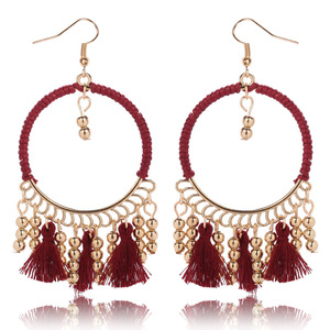 ต่างหูพู่ห้อยสไตล์โบฮีเมียน ชุบทอง เชือกป่าน แฟชั่นสำหรับผู้หญิง เครื่องประดับสำหรับงานปาร์ตี้ สไตล์โบฮีเมียน - Product Image 3