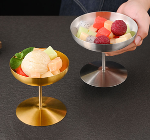 Ciotola Alta in Acciaio Inox 304 di Alta Qualità Riutilizzabile per Dessert e Frutta con Superficie Spazzolata per Catering Commerciale e Hotel - Product Image 4