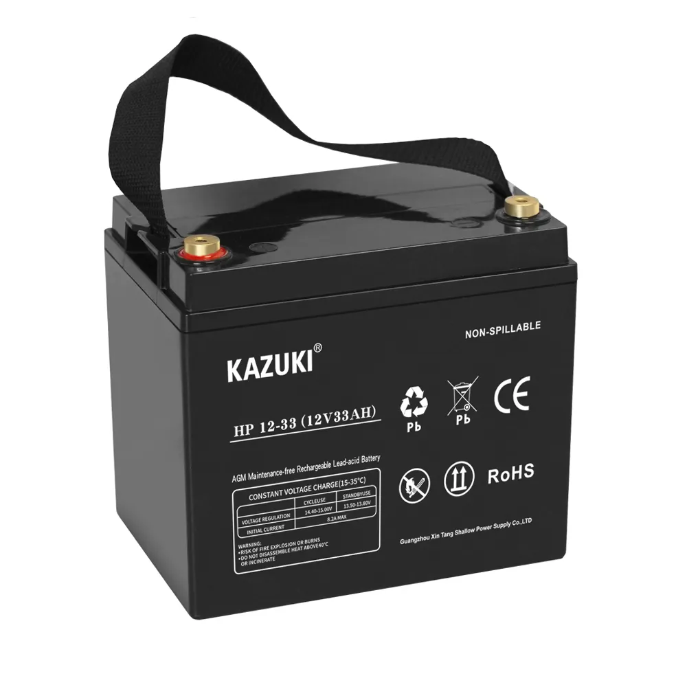 काजुकी 12V33ah रखरखाव मुक्त रिचार्जेबल निर्बाध बिजली आपूर्ति लीड एसिड यूपीएस बैटरी