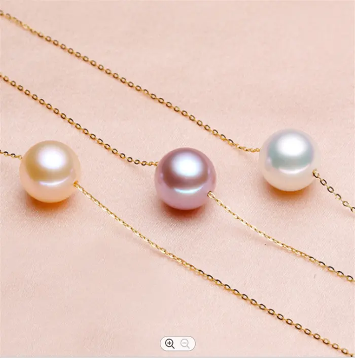 925 sterling silver chain round shape real genuine fresh water natural cultured freshwater pearl necklace