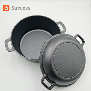 Casserole en fonte pré-assaisonnée deux en un pour l'extérieur, <span class=keywords><strong>four</strong></span> hollandais robuste, équipement de cuisson au feu de camp, ustensiles de survie, rétention de chaleur - Product Image 6