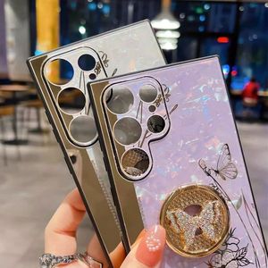 Funda de Teléfono de Lujo con Soporte Electrochapado y Diseño de Mariposa de Mármol para Samsung Galaxy S24 S23 Ultra S22 S21, Funda para <span class=keywords><strong>iPhone</strong></span> 15 14 13 12 - Product Image 3