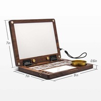 LISI Boîte à palette de peinture portable à 27 grilles en bois de noyer noir Plateau pliable pour aquarelle Gouache Peinture à l'huile Compagnon de voyage