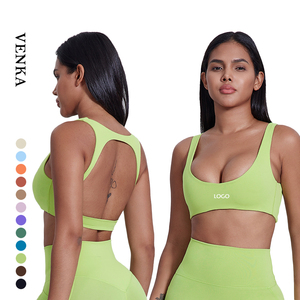 Ropa de Fitness personalizada Naked Feel para mujer, Sujetador deportivo con cuello en U a prueba de golpes, Top corto, espalda bonita, sujetador de entrenamiento de Yoga transpirable para chica - Product Image 1