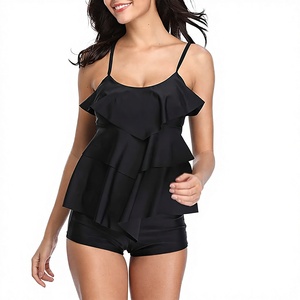 Bikini Europeo <span class=keywords><strong>Americano</strong></span> 2025 para Mujer, Nuevo, Sexy, con Hombros Descubiertos, Multicolor, Talla Grande, Estampado, con Detalles en Chifón - Product Image 1