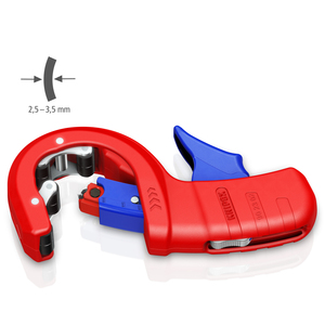 Cortador de tubos KNIPEX 90 23 02 BK DPT50 para tubos de plástico de pared gruesa, también con núcleo de espuma. Corte y biselado en un solo paso. - Product Image 1