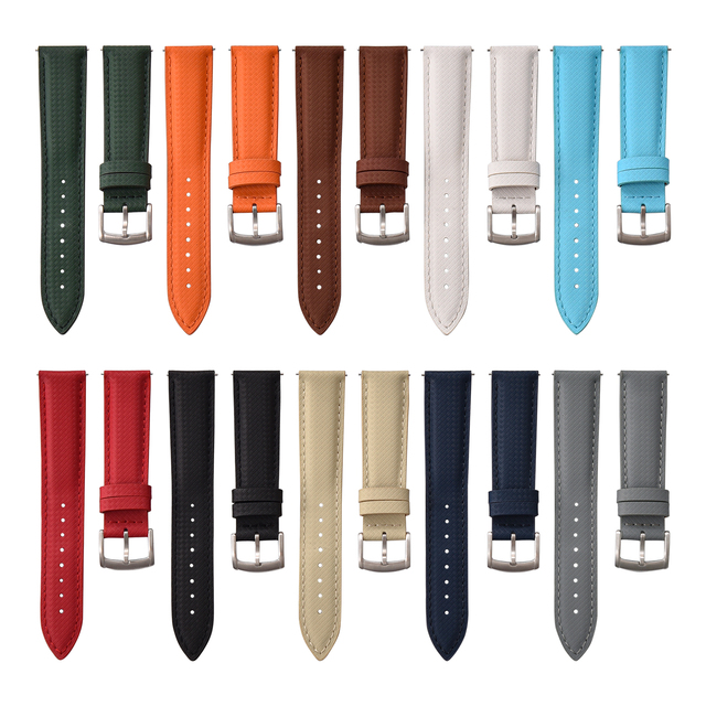 MZDTIMK 18mm 19mm 20mm 22mm Quick Release FKM Rubber Hybrid Leather Watch Straps