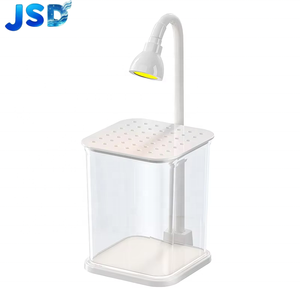 Pecera de Escritorio JSD para Peces Betta con Visión de 360 Grados °   <span class=keywords><strong>Acuario</strong></span> Pequeño de Sobremesa con Luz <span class=keywords><strong>LED</strong></span> Cálida Flexible, Tapa Antisalto Transparente AS Mini - Product Image 1