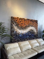 Décor à la maison mixte Art 3D abstrait géométrique mur Arts à la main en bois sculpté oeuvre Design peinture murale