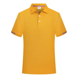 Erkekler için yaz nefes rahat Premium siyah kısa kollu Polo t shirt