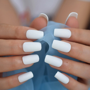 Prensa en fabricantes de <span class=keywords><strong>uñas</strong></span> Long Matte Fake White Matt Color sólido Puntas de <span class=keywords><strong>uñas</strong></span> Square Art Press en <span class=keywords><strong>uñas</strong></span> 24 - Product Image 4