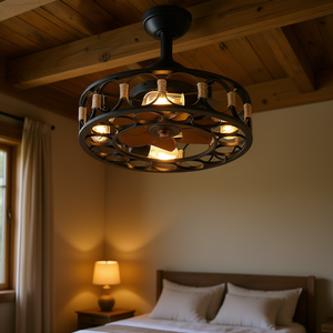 Ventilatore da Soffitto Moderno Stile Fattoria, 6 Velocità, Pale Reversibili, LED, Design a Gabbia, Telecomando, Motore DC, 32-48 Pollici - Product Image 2