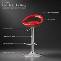 Tabouret de bar ABS brillant avec vérin à gaz réglable, chaise de bar moderne et minimaliste, tabouret de comptoir avec repose-pieds chromé pour cuisine, maison, pub
