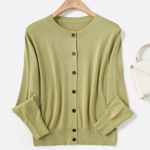 Suéter de Cachemira Versátil para Mujer, Cuello Redondo, Color Sólido, Cárdigan de Punto, Ropa Exterior, Estilo Holgado, Novedad de Otoño Invierno - Product Image 5