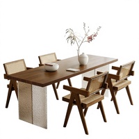 Table à manger en acrylique et frêne, bureau suspendu de style antique, table de réception atmosphérique à plateau large, table à thé en bois massif au design artistique, table longue en bois de frêne