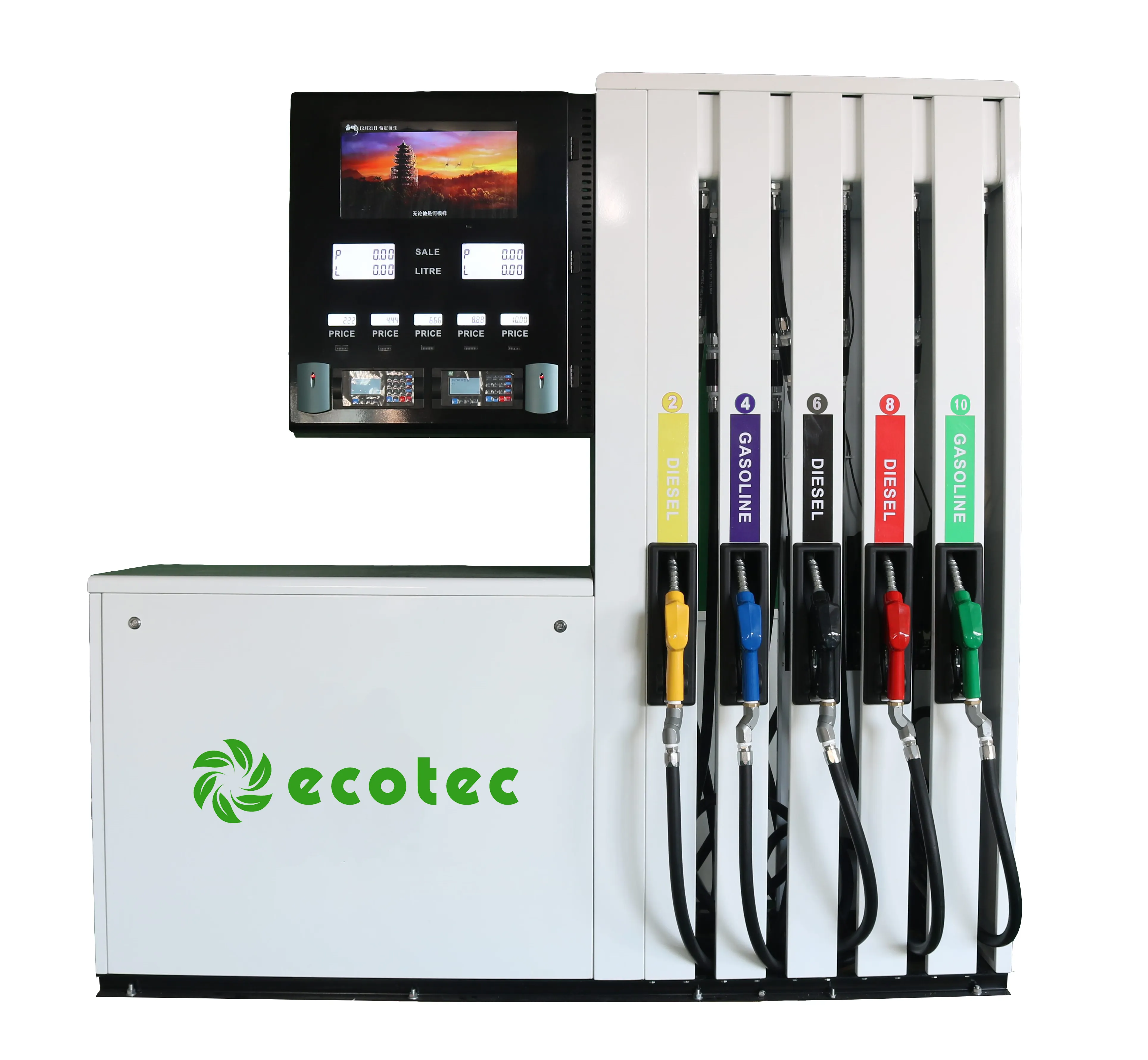Ecotec 10 Nozzle Benzine Station Diesel & Brandstof Dispenser Prijs Voor Benzine Met Id-kaart