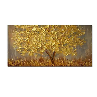 Vente de peinture à l'huile de luxe moderne abstraite arbre doré fleur art mural peinture simple affiche suspendue décoration de la maison vie