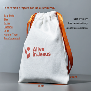 Custom Logo Printed Eco-Friendly Cotton <strong>Drawstring</strong> Dust Bag Gift <strong>Drawstring</strong> Pouch - Product Image 4