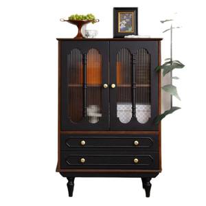 Aparador retro francés de madera maciza con puertas de vidrio de 900 mm+ y gabinete de almacenamiento para sala de estar o comedor - Product Image 4