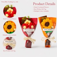 Bouquet de tournesols artificiels en laine tricotée moderne BH - Fait main, fini, cadeau idéal pour la fête des enseignants et les fêtes