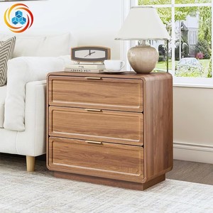 Contemporary 3-Drawer MDF Nightstand Modern Simple Design Multiple Finishes Available <b>Rounded</b> Corner Home Furniture - Product Image 6