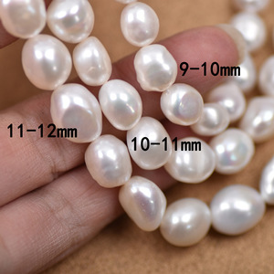 Perles d'eau douce naturelles fortes et fraîches de forme baroque pour femmes, perles en vrac à trous droits doubles faces, 3-11 mm - Product Image 3