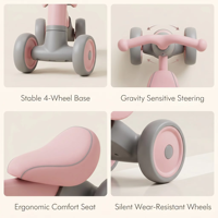 Factory Wholesale 4 Wheel Baby Balance Bike Laufrad Toddler No Pedal Walking Bike Ride on Toy for Kids Boys Girls
