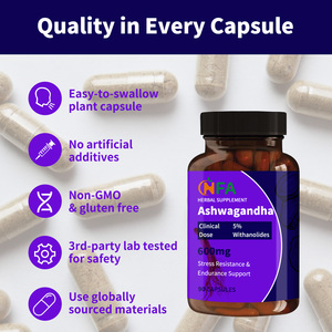 ยาแคปซูลราก Ashwagandha ออร์แกนิกสำหรับผู้หญิงผู้ชายผลิตภัณฑ์เสริมสมุนไพรช่วยลดความเครียดและเพิ่มความทนทาน - Product Image 5