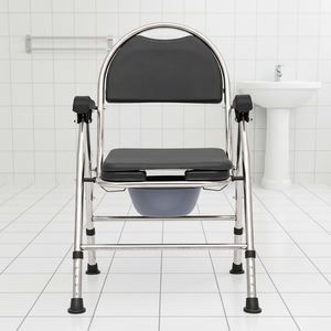 Sedia da Toilette Regolabile in Acciaio Inossidabile per Anziani e Disabili, Adatta sia per <span class=keywords><strong>Doccia</strong></span> che per Uso Domestico - Product Image 5