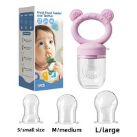 Sucettes pour bébé en silicone souple sans BPA, nouvelle conception, 3 tailles, avec filet, nourrisseur de fruits et aliments avec couvercle anti-poussière